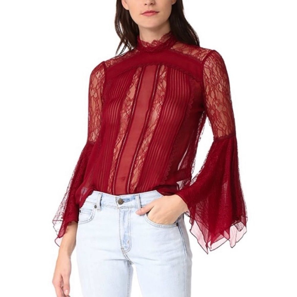 Alice + Olivia Silk Ivy Handkerchief Top Size Small - Picture 2 of 5